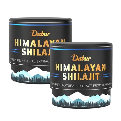 Dabur Himalayan Shilajit/Shilajeet Resin - 30g (15g x 2) | 250mg per serving | Boosts Muscle Growth & Stamina | 100% Ayurvedic | Grade A shilajit sourced from the Himalayas up to 19,000 ft