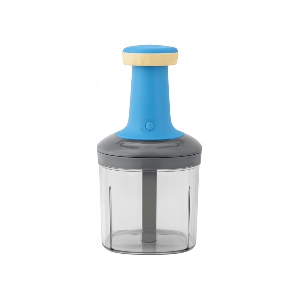 - 1000 mL Square Push Chopper - Effortless Vegetable & Fruit Cutting, Kitchen Gadget for Quick Meals (Sky Blue)