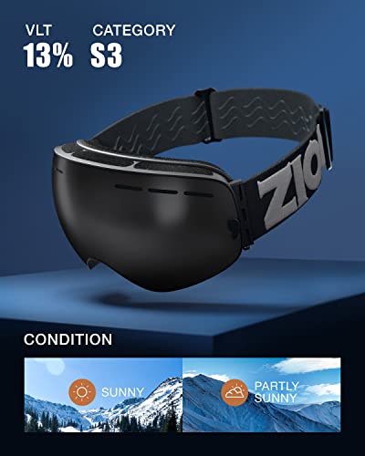 Zionor X Ski Snowboard Snow Goggles Otg Design For Men & Women With Spherical Detachable Lens Uv Protection Anti-Fog #TOP1