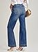 EVALESS Wide Leg Jeans for Woman Trendy High Waisted Stretchy Straight Bootcut Jeans Womens Control Tummy Casual Baggy Denim Pants with Pocket 2026 Outfits Navy Blue Size 12