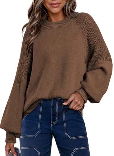 Dokotoo Women's Casual Long Sleeve Sweaters Loose Crewneck Cable Knit Pullover Sweater Jumper Tops3