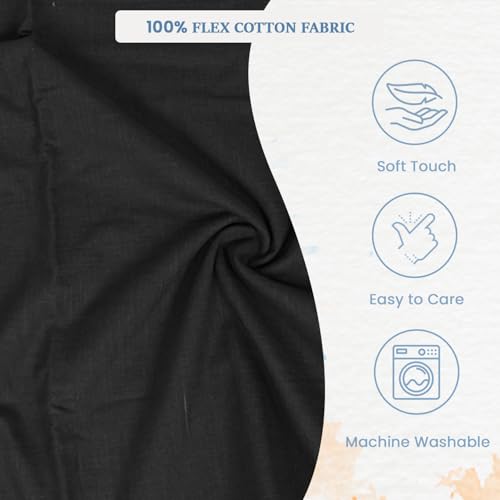 Image of Premium Cotton Flex Fabric for Sewing & Dressmaking | Soft, Breathable, Durable Material | Ideal for Kurtis, Shirts, Dresses, Home Decor & Crafts (Black, 1 Meter)