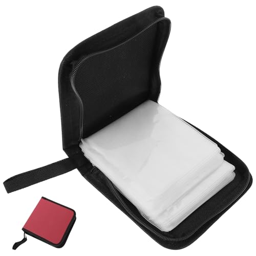 ibasenice Estuche Portátil para CD de Tela Oxford, Funda para Coche y Hogar, Color Rojo, Capacidad Grande, Almacenamiento Seguro para Discos DVD y Música, Bolsa Ligera Cremallera,