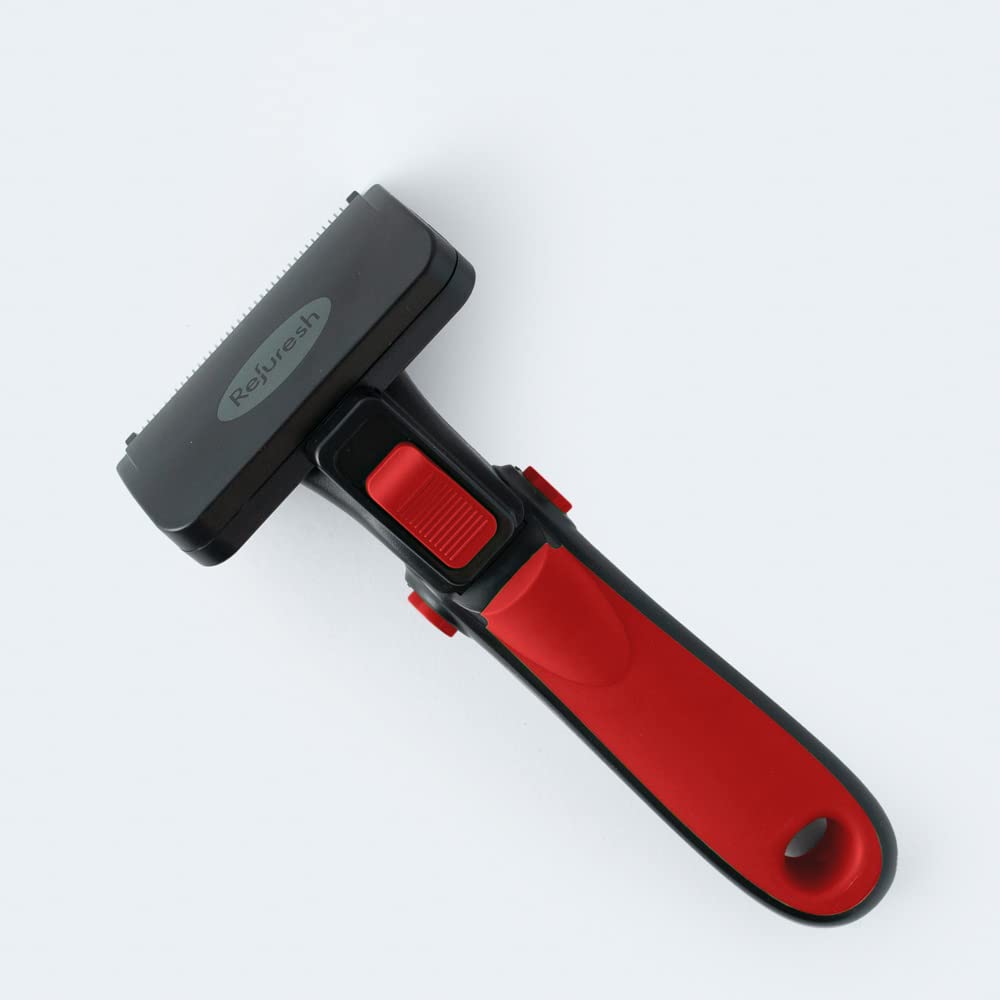 Cepillo de pelo para perros, gatos y mascotas de pelo largo - Cepillo ligero para desprendimiento, masaje y aseo - Peine desenredante y suministros de deshedder - mediano, rojo