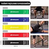 Odoland Zestaw elastycznych taśm fitness z 5 opaskami oporowymi, elastycznymi taśmami, uchwytami, pasami do kostki, kotwicą do drzwi, zestawem treningowym do ćwiczeń fitness jogi pilates, kolor