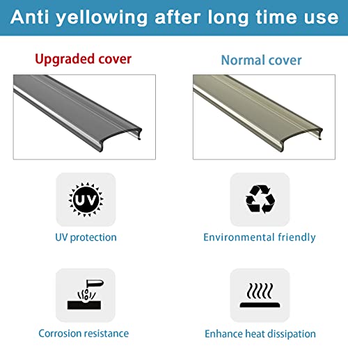 Muzata 5Pack 3.3Ft/1M Black Led Channel System With Smoky Black Anti-Uv Sun Protection Cover, Aluminum Extrusion Track Housing Profile For Strip Tape Light, U1Sw Bb 1M,Lu1 Uv1 #TOP2