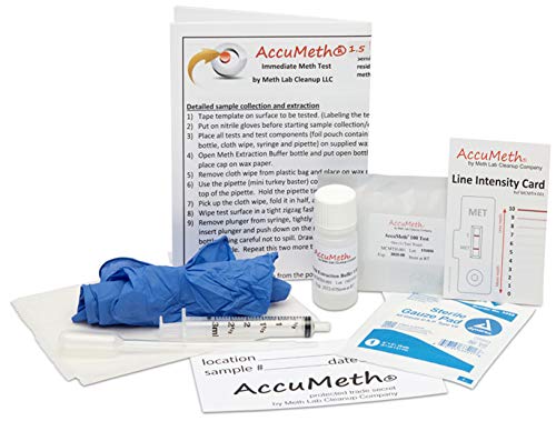 AccuMeth1.5 Instant Methamphetamine Residue Detection Test Kit for Homes | 1.5 µg/100cm2 Legal Standard