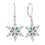 Starchenie Sterling Silver Snowflake Earrings for Women Dangle Christmas Earrings Snowflake Leverbac