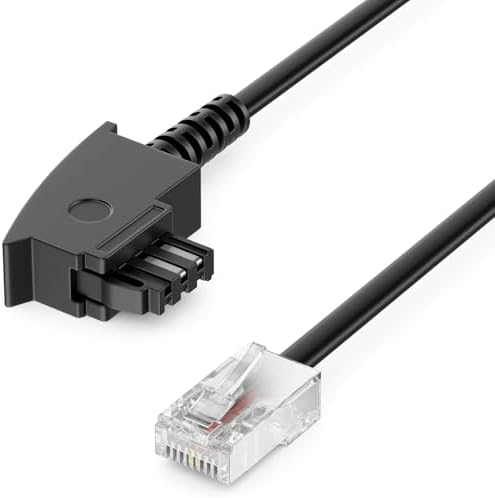 deleyCON 3,0m Routerkabel TAE-F auf RJ45 8P2C Anschlusskabel - Schwarz | Kompatibel mit DSL ADSL VDSL, Fritzbox, Internet Router an Telefondose TAE