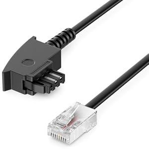 deleyCON 2m Routerkabel TAE-F auf RJ45 (8P2C) Anschlusskabel Kompatibel mit DSL ADSL VDSL Fritzbox Internet Router an Telefondose TAE - Schwarz