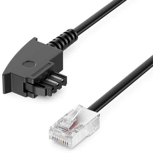 deleyCON 2m Routerkabel TAE-F naar RJ45 (8P2C) Aansluitkabel Compatibel met DSL ADSL VDSL Fritzbox Internetrouter naar Telefoonaansluitdoos TAE Zwart