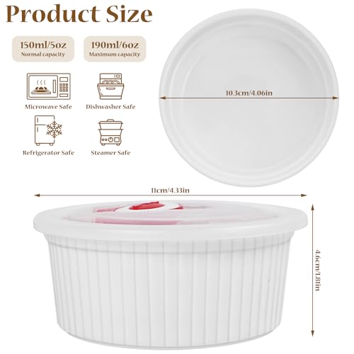 Ramekins with Lids Pack of 4, Dessert Cups With Lids, Ceramic Baking Bowls with 9.5cm Inner Diameter for Tarts, Cakes, Jams and Soufflés, Microwave, Oven, Dishwasher and Air Fryer Safe - Image 3