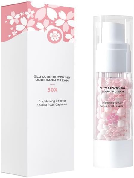 Sakura Gluta Underarm Whitening Cream,Intimate Area Skin Lightening Cream,Sakura Gluta Brightening Underarm Cream, Brightening Booster Pearl Capsules,Body Cream Whitening for Dark Spot Corrector