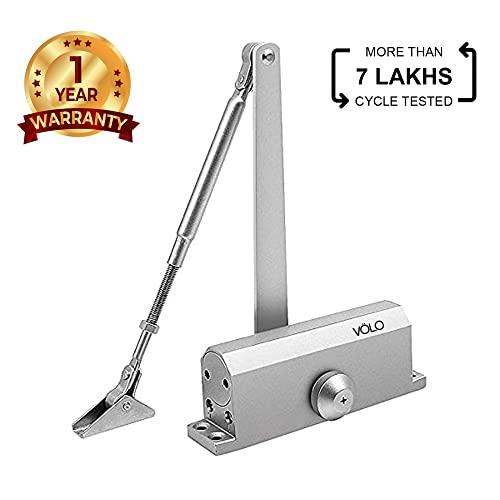 Volo Automatic Hydraulic Double Speed Aluminium Door Closer Premium Heavy Duty for Residential/ Commercial Purpose with Fitting Set (Silver). Weight Capacity: 30kg- 70kg