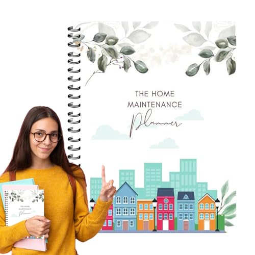 Registro di manutenzione domestica - 28,5x21 cm, agenda mensile, tabella trasparente | per aggiornamenti, ispezioni, giardinaggio, appartamento, villa, noleggio