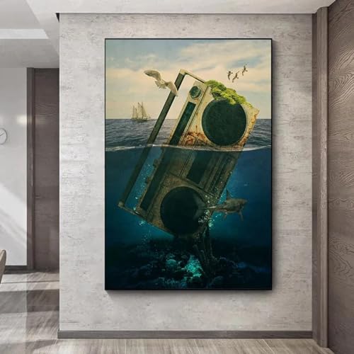 Affiches de radio de paysage rétro KEBIA 60x80 cm sans cadre pour salon