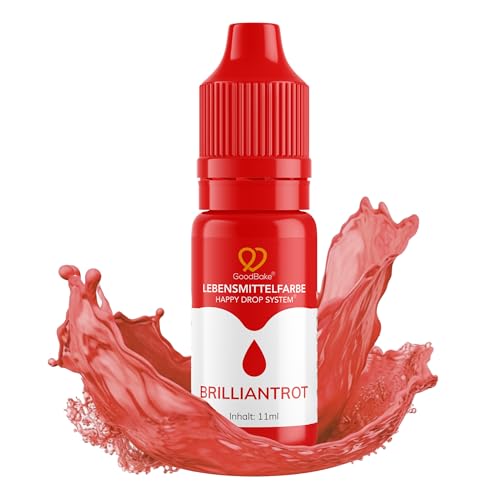 GoodBake Lebensmittelfarbe Rot flüssig (11 ml) - farbintensiv, geschmacksneutral, vegan & zuckerfrei - Food Coloring für Tortendeko, Kuchenteig, Fondant, Kekse, Getränke, DIY