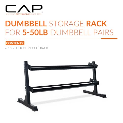 Image of CAP 2-Tier & 3-Tier Dumbbell Rack for Home Gym, Heavy-Duty Steel Weight Storage Rack for Hex Dumbbells, Holds 5-35lb 5-50lb 5-75lb Dumbbell Pairs, Multiple Sizes & Capacities