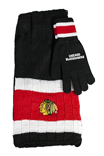 Littlearth Chicago Blackhawks Team Color Knit Scarf and Glove Gift Set