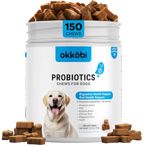 Probiotics for Dogs Chews 150PCs - US Formula with Dog Probiotics Enzymes & Natural Ingredients - Digestive Gut Health & Diarrhea Support - Chicken
