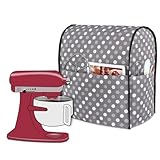 Luxja Dust Cover Compatible with 6-8 Quart Stand Mixer, Cloth Cover with Pockets for Stand Mixer and Extra Accessories, Gray Dots