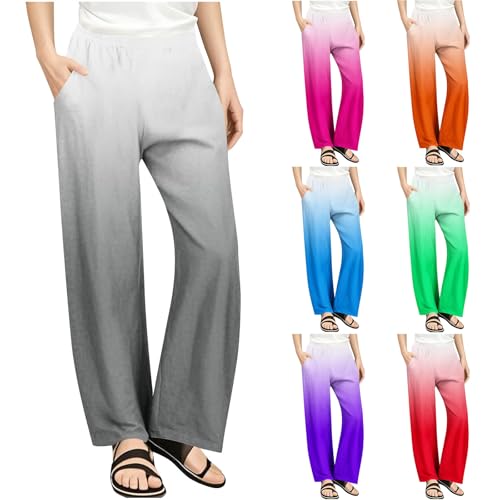 Girls Cute Gradient Summer Pants Elastic Waist Lightweight Straight Workout Yoga Trousers with Pockets for Kids 4-14 Years2