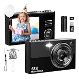 Digitalkamera 4K 64MP Fotokamera 16X Digitalzoom Kamera, Vlogging Fotoapparat Kompaktkamera mit 2,8' LED Bildschirm, 64G Micro Speicherkarte, 1 Akku für Kinder Teenager Studenten Anfänger
