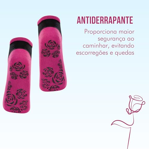Kit 04 Meias Lupo Sapatilha Antiderrapante Pilates Feminino Adulto | 2 Azul Turqusesa - 2 Pink | 34-