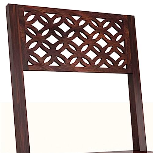Image of Solid Sheesham Wood Set of Two Dining Chairs for Dining Room | Study Room | Office | Guest Room | Finish Color - Warm Chestnut Finish |