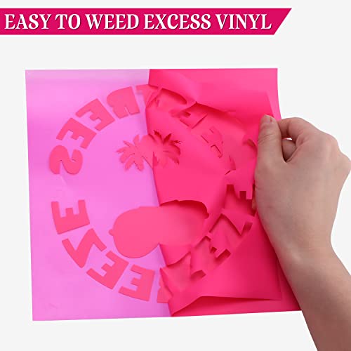 Image of HTVRONT HTV Pink Heat Transfer Vinyl Roll - 12in x10ft | HTV Roll Easy to Cut & Weed for Heat Apply Vinyl Design (Hot Pink) Compatible with All Cutting Machine Iron on Vinyl