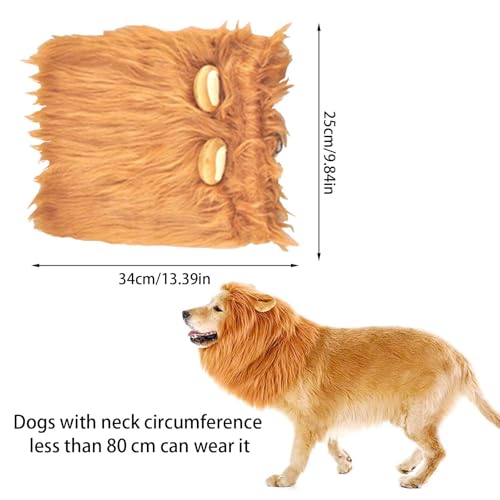 VIDSTW Lions Mane mit Realistische Ohren für Hundekostüm Halloween Löwenmähne Perücke Hundekostüm Einstellbar Löwenmähne Hund Halloween Kostüm Hund für Haustier Verkleiden (Hellbraun)