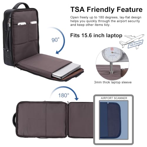 TIDING Expandable Leather Laptop Backpack