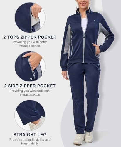 Little Donkey Andy Women's Tracksuit Set 2 Piece Sweatsuit Outfits Long Sleeve Zip Up Lounge Jogger Set with Zipper Pocket4