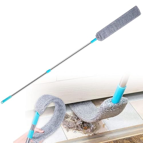 Hallstatt Microfiber Gap Dust Brush Cleaner for Cleaning Under Bed with Long Handle Mop Flexible Washable and Retractable Gap Duster Brush with Extension Pole for Sofa Bed Furniture Bottom Cleaning.