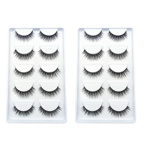 GETAJGHSD Pestañas Postizas Naturales y Realistas de Fibra Química, 10 Pares Negras, Suaves y Cómodas para Maquillaje Personal y Profesional