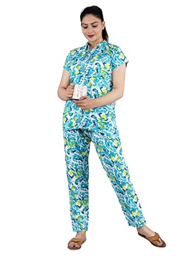Image of BLACK MACY Women's Rayon Printed Night Suit Set