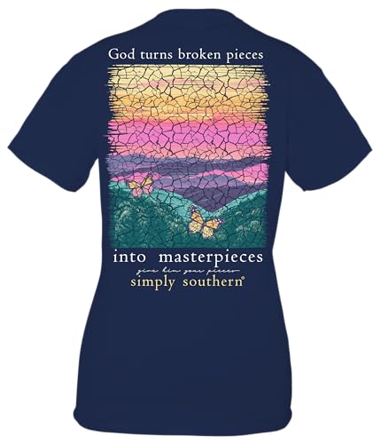 Image of Simply Southern Youth Relaxed-Fit Short Sleeve T-Shirt | God Turns Broken Pieces into Masterpieces | Preppy and Stylish Girl's T-Shirt