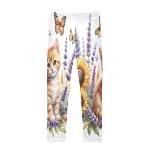 Bolaz Toddler Girls Leggings Printed Yoga Pants Leggings Watercolor Cute Kitten for Kids