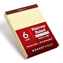 TOPS 8.5 x 11 Legal Pads, 6 Pack, Premium Docket Gold Brand, Narrow Ruled, Thick Yellow Paper, Sturdy Back, 50 Sheets, Made in USA 63941