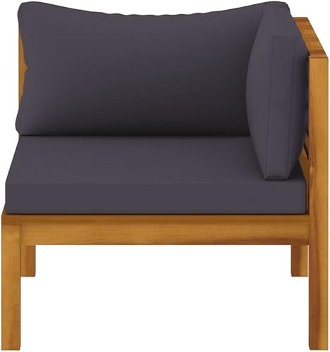 Miniatura 5 de KTHLBRH Sofá de salón seccional, sofá esquinero seccional con cojines gris oscuro, madera de acacia maciza para sala de estar, apartamento,