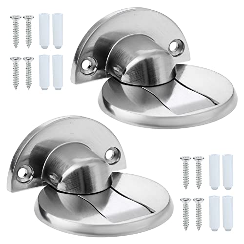 Moendergo Magnetischer Türstopper aus Zinklegierung, Türstopper, Metall, Türstopper, Wandmontage, Bodenmontage, magnetischer Türschnäpper mit Befestigungsschrauben, 2 Stück Cover