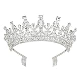 Kronengröße (B * H): Über Kronengröße: 5,9 x 5,9 x 1,97 Zoll / 15 * 15 * 5 cm. Einige glänzende Kristallrhinestones verziert auf dem Kronenstirnband, sehr empfindlich und attraktiv.