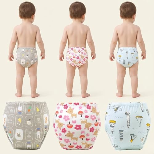 Image of Bembika Baby Training Pant Soft Cotton Reusable Potty Training Pants For Kids Leak-Resistant, Padded Underwear For Babies To Support Diaper Free Transition (L Size For 18-24 Months Pack Of 3)