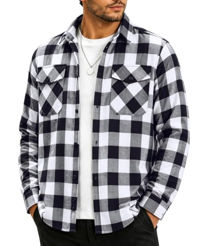 ZITY Mens Flannel Shirt Long Sleeve Plaid Shirt with Pocket Shirts