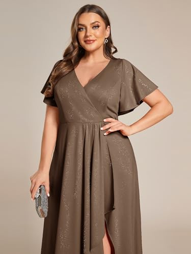 Image of Ever-Pretty Womens Glitter High Low Plus Size Cocktail Wedding Guest Dress