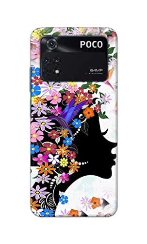 Image of Printed Hard Back Cover Case for Mi Poco M4 Pro 4G Back Cover (Floral Hairstyle Girl) -1803