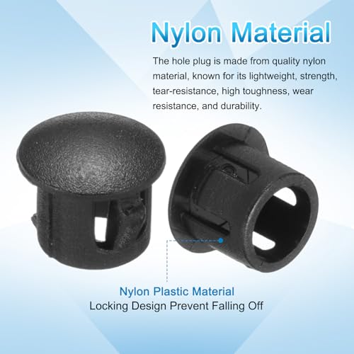 Image of uxcell 100pcs Nylon Plastic Hole Plugs, 2 /7 inch(8mm) Round Drill Screw Hole Plugs Covers Knockout Locking Plastic Plugs Insert End Caps for Kitchen Cabinet Furniture, Black