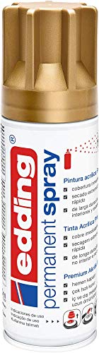 Miniatura 2 de Edding 5200 Spray Permanente - Oro Rico Mate - 200 Ml - Pintura Acrílica Para Pintar Y Decorar Vidrio, Metal, Madera, Cerámica, Plástico, Lienzo - Aerosol, Spray Acrílico, Spray De Pintura