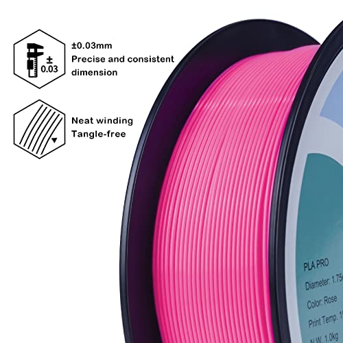 Image of ZIRO 1.75mm PLA Filament, 3D Printer PLA PRO Basic Color Series, Rose | Fit for Most FDM 3D Printer, 1.75mm 1KG Spool, Dimensional Accuracy + /-0.03mm, Colorful PLA FilamenT