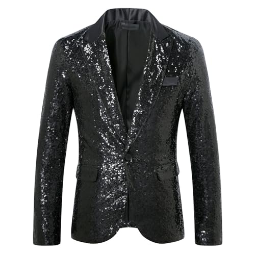 Veste de costume homme blazer paillettes manteau smoking brillant un bouton